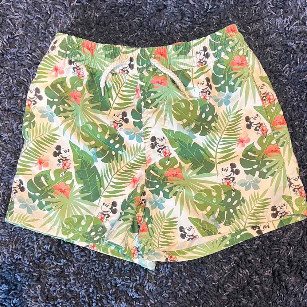 Disney Boys Tropical Green Leaf Print Swim Trunks